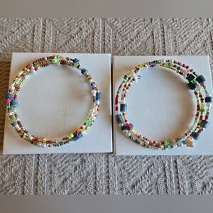 Beaded Bracelets Handmade Unique Set of Two